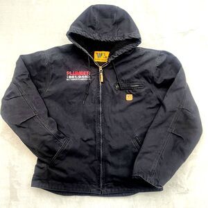 Wells Lamont Sherpa Lined Hooded Work Jacket Men's Large Full Zip Embroidered